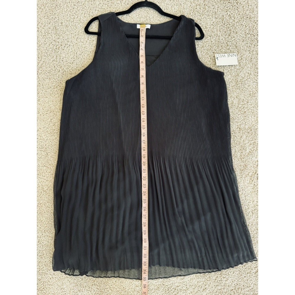 Nine West Womens Mineral Black‎ V-Neck Pleated Sleeveless Dress XL WW32Y315RS - Picture 8 of 9